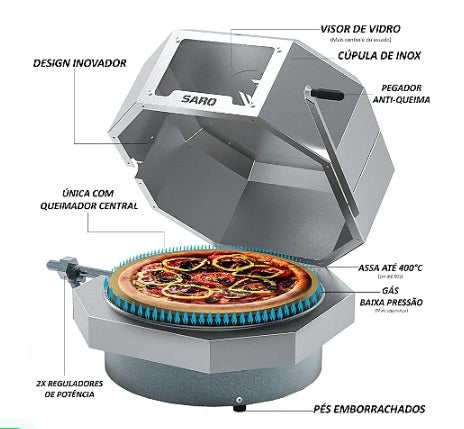 Forno Compacto de Pizza À Gás 40cm - Saro