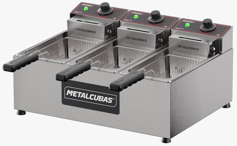 Fritadeira Elétrica 3 Cubas de 3 Litros - Metalcubas