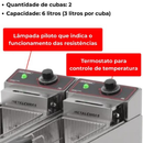 Fritador Elétrico 2 Cubas de 3 Litros 220V Metalcubas
