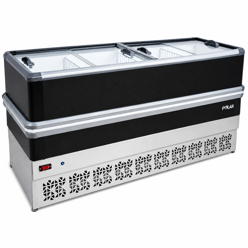 Ilha De Congelados Polar Dupla Ação Vidro Reto Light 2 metros 220v