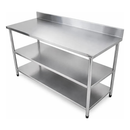 Mesa de Trabalho Inox 150x70x85cm com Prateleira Inferior Lisa e com Tampo Promaq