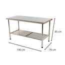 Mesa de Trabalho 1,9m Inox 430 Desmontável Multiuso Imeca