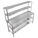 Mesa de Trabalho Inox 430 150x70x85cm com Prateleira Inferior e Superior Lisa