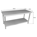 Mesa de Trabalho Inox 120x70x85cm Com Prateleira Inferior Lisa