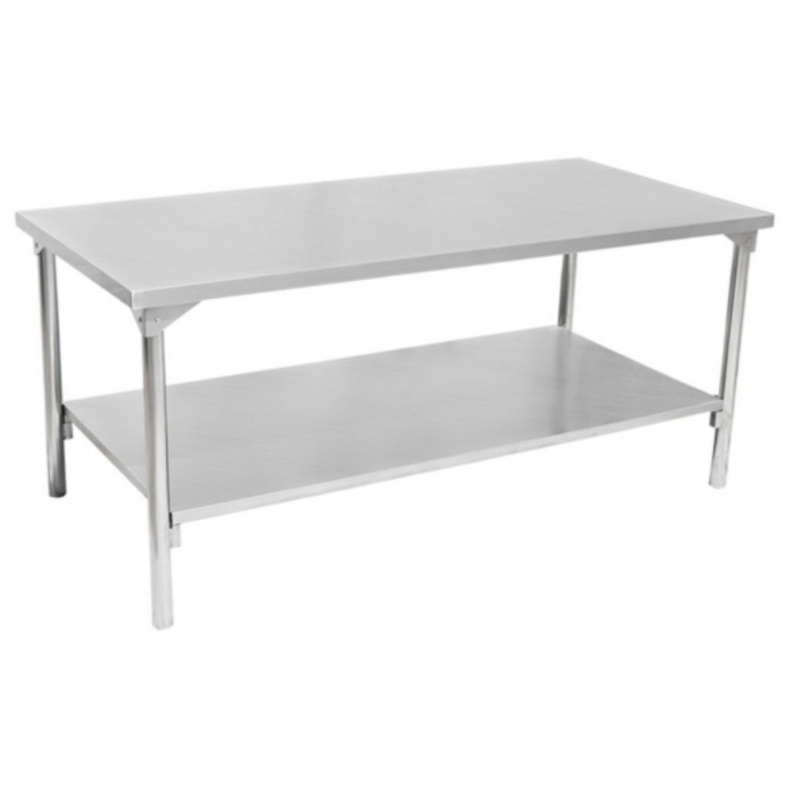 Mesa de Trabalho Inox 430 190x70x85 cm com Prateleira Inferior Lisa Industrial
