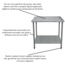 Mesa Inox 430 70x70x85cm com prateleira inferior lisa