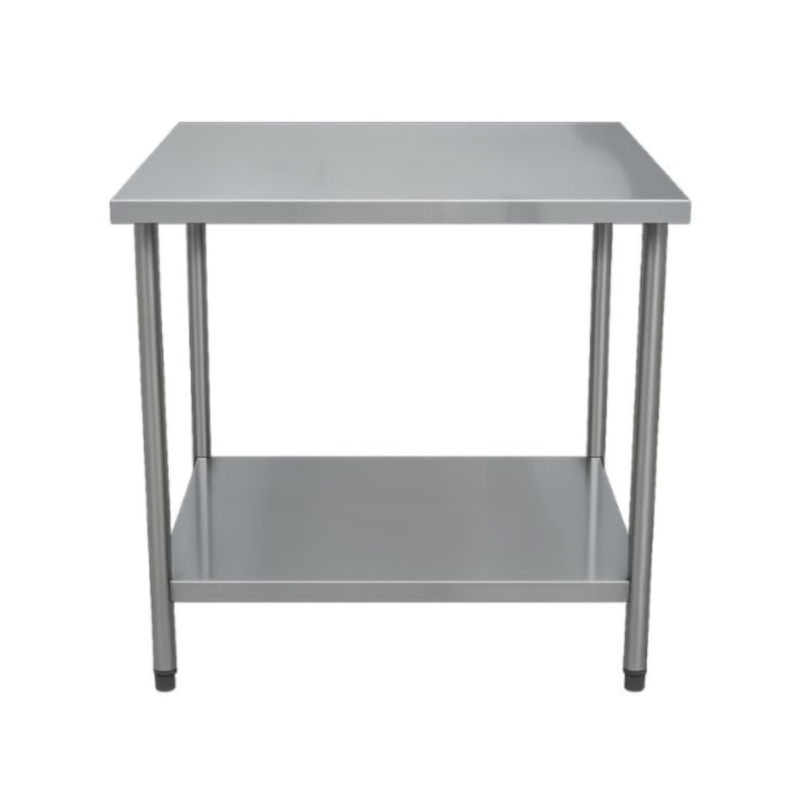 Mesa Inox 430 70x70x85cm com prateleira inferior lisa