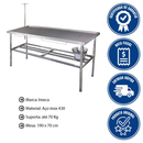 Mesa Pet 190x70cm Com Grade Inox Desmontável Imeca Para Veterinário