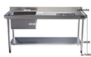 Pia Aço Inox 304 150x70x85 com Cuba Lado Esquerdo e Prateleira Inferior Lisa Promaq