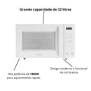 Micro Ondas Residencial Branco Alta Potência 32L 1400W 220V Agratto