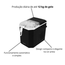 Máquina de Gelo Preta 12kg 220V Agratto
