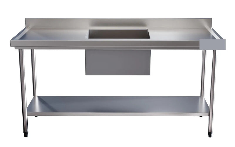 Pia Aço Inox 304 120x70x85 cuba central e prateleira inferior - Promaq