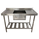 Pia Industrial de Aço Inox 100×60×85 cm com Cuba Centralizada - Promaq