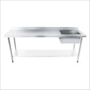 Pia Inox 304 1,50x0,70x0,85 cuba lado direito com prateleira lisa - Promaq